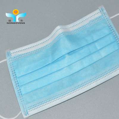 Non woven spunbond rolls printed Surgical medical 3 layer nonwoven earloop face mask  for surgical